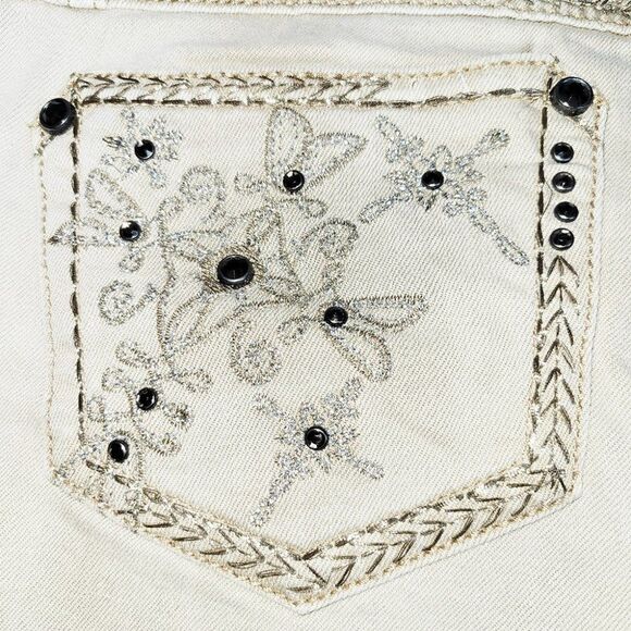 Rock 47 Wrangler fawn color ultra low rise metallic accent gems jeans - Picture 2 of 6